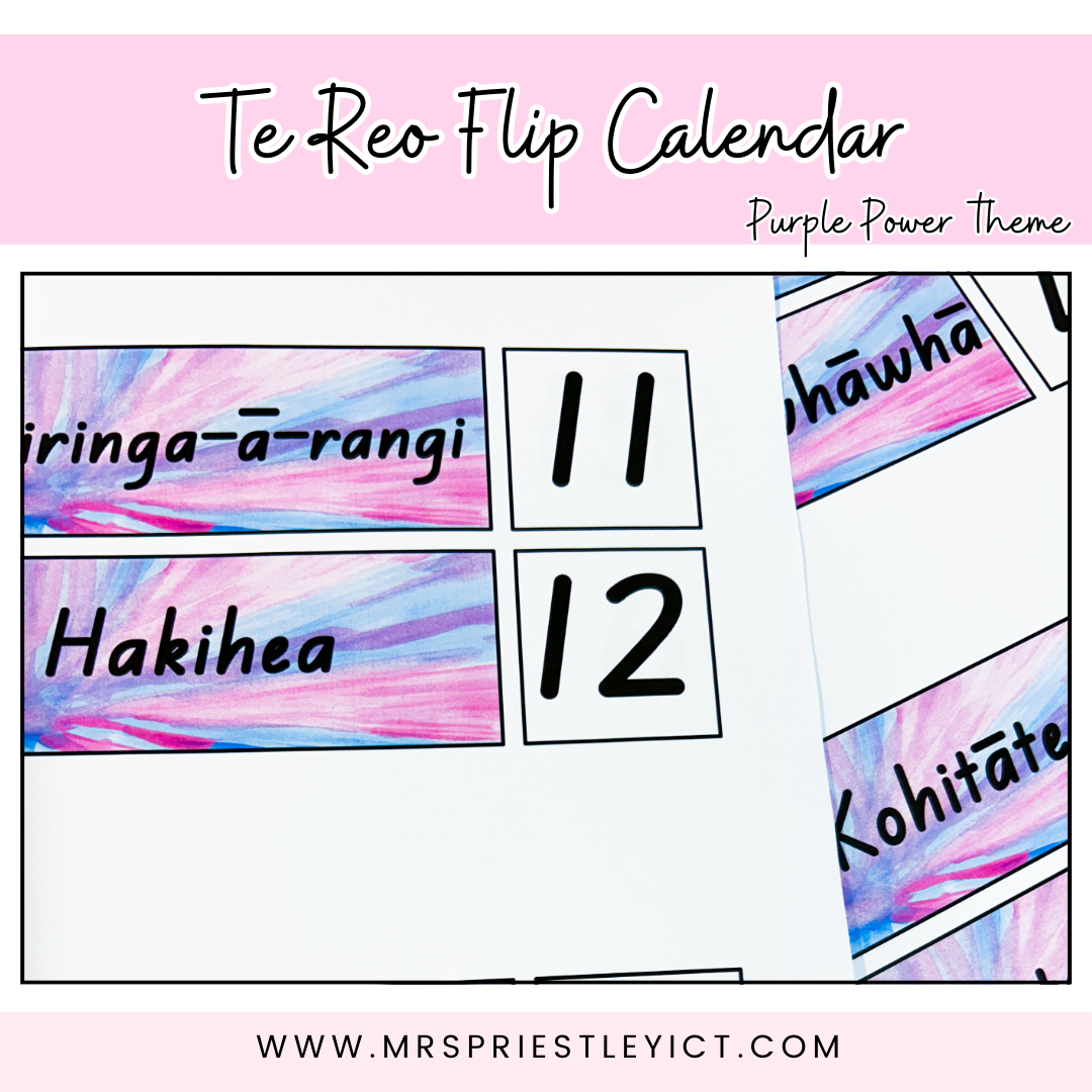 Te Reo Flip Calendar - Purple power theme