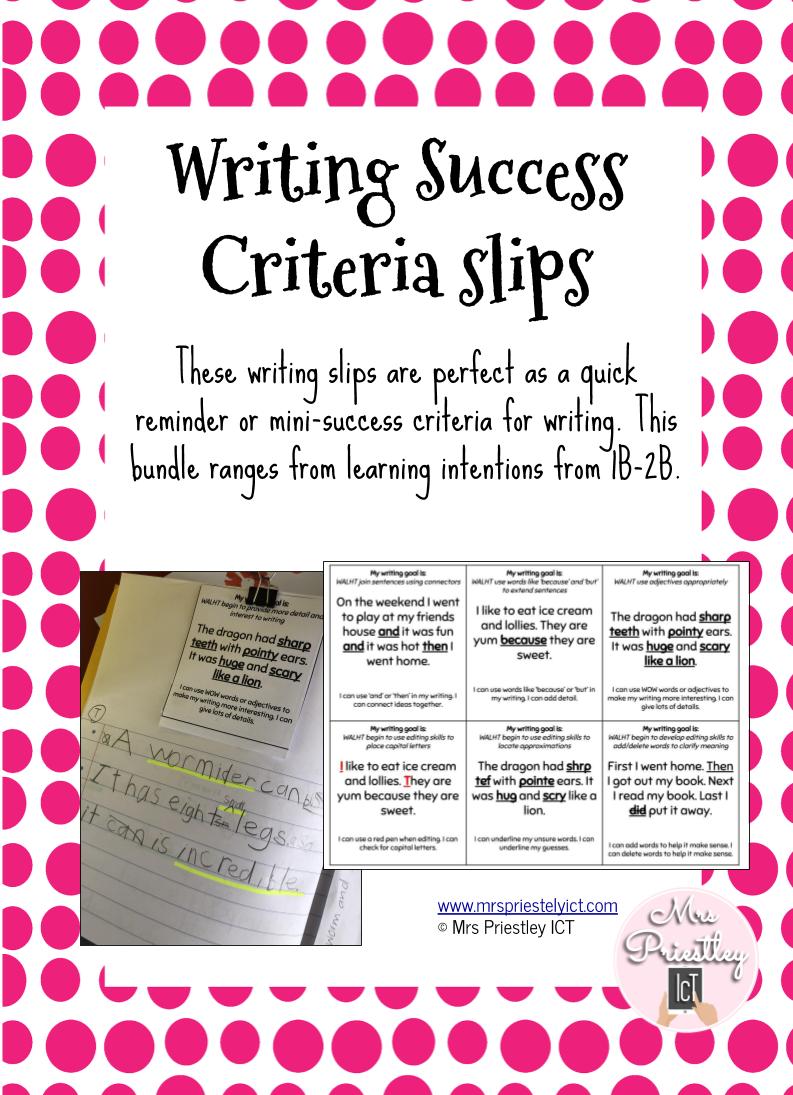 Writing success criteria slips