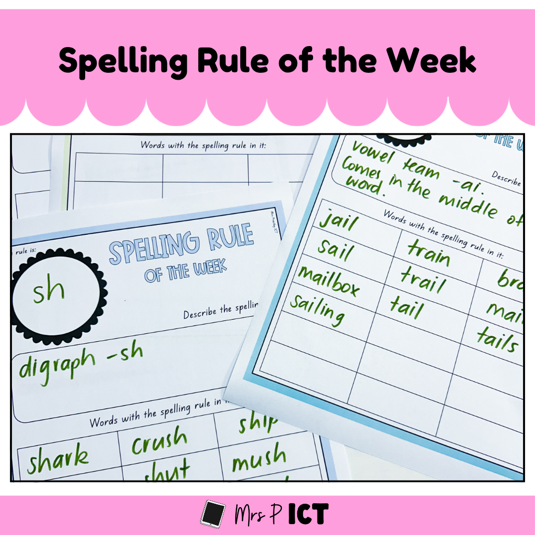 Spelling rule of the week brainstorm chart