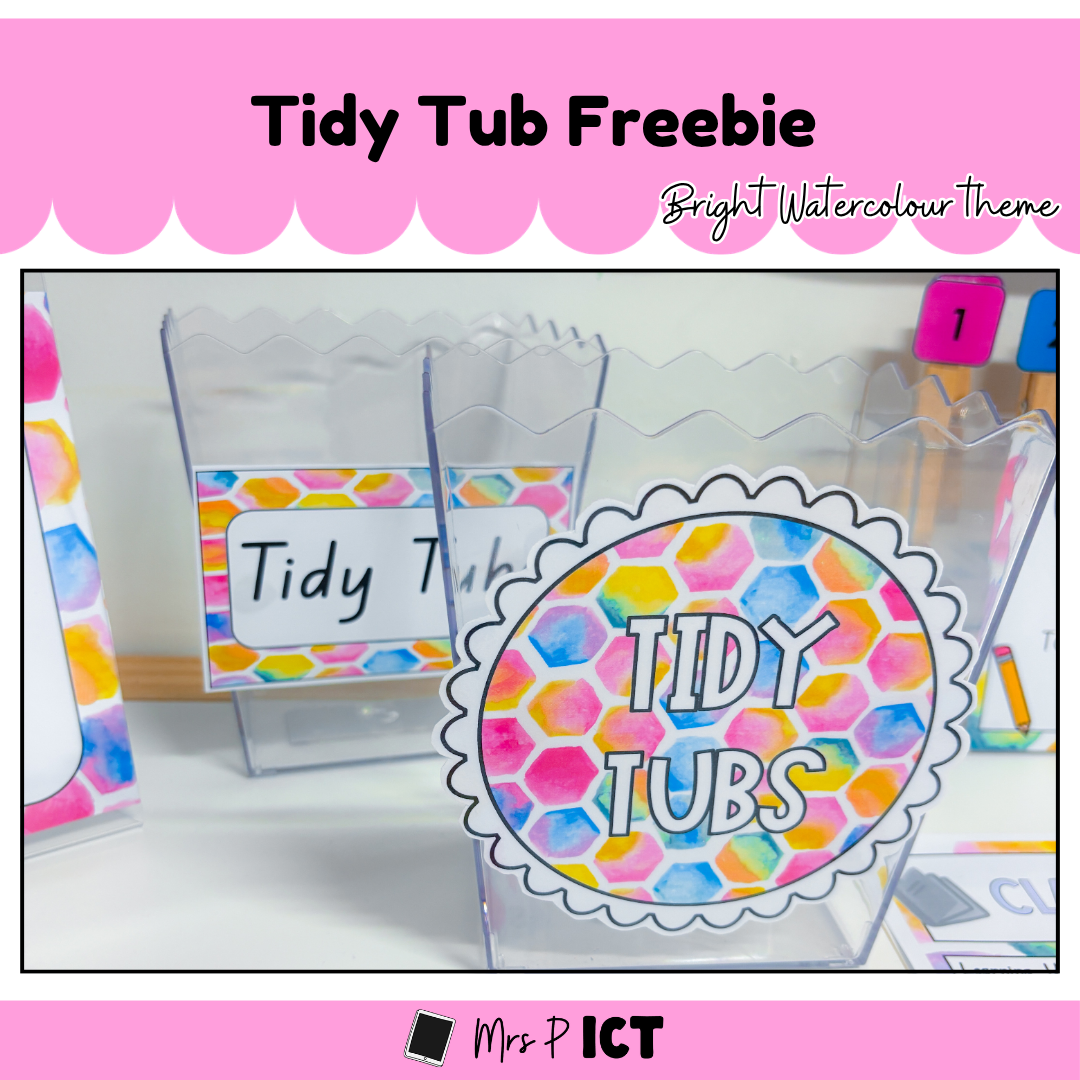 Tidy Tub labels freebie (bright watercolour)