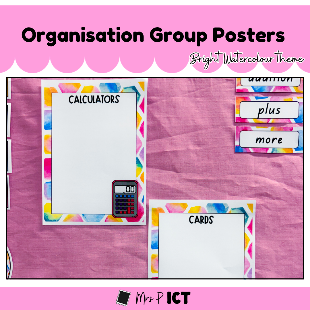 Organisation Group Posters (Maths theme - bright watercolour)