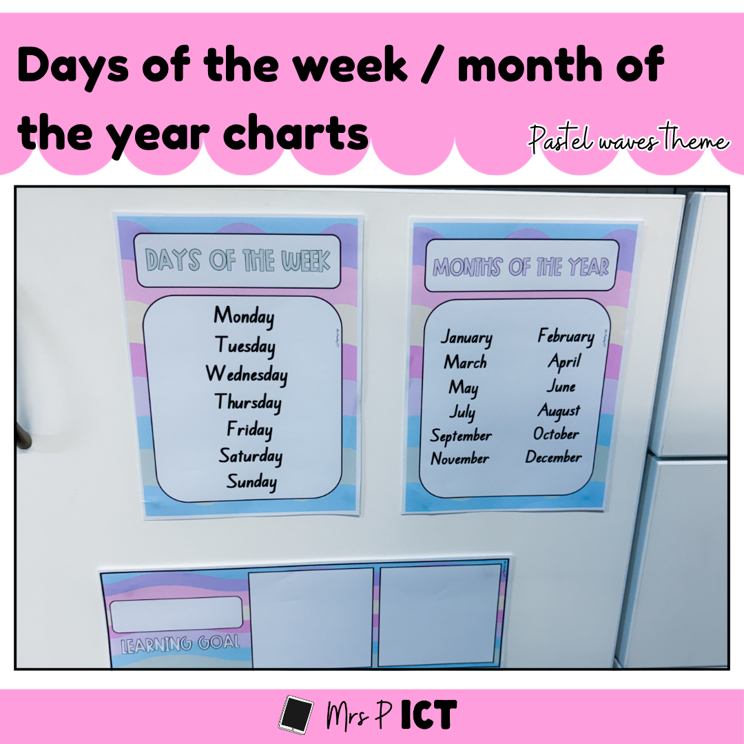 Days of the week/Months of the year charts (Pastel waves)