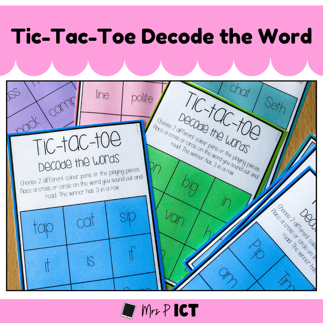 Tic-tac-toe Decode the words