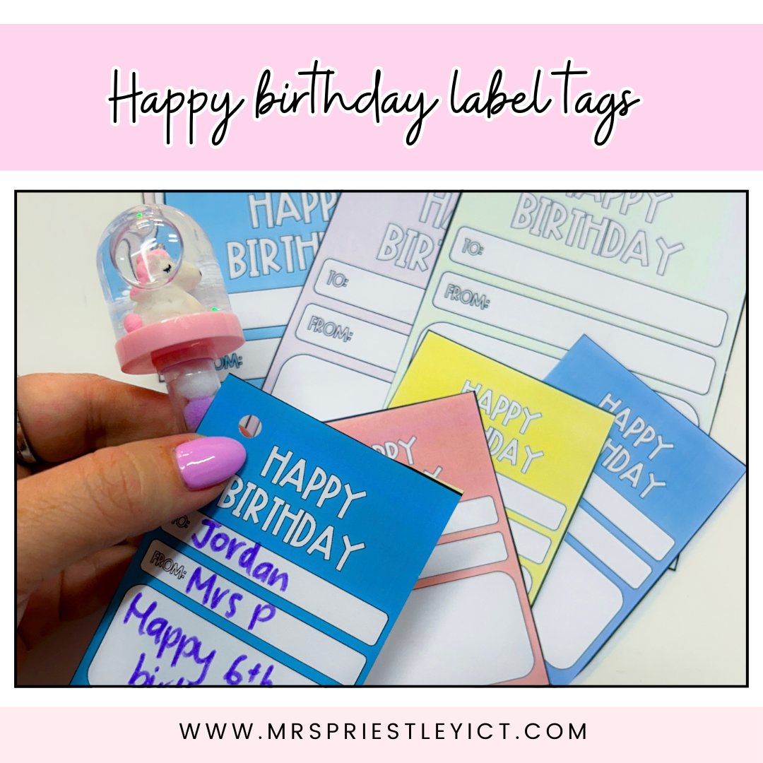 Happy birthday gift labels