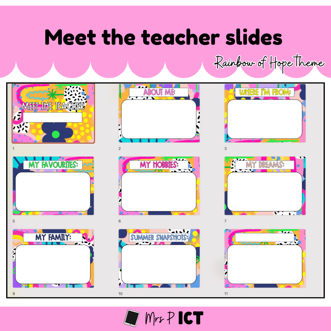 Meet the teacher slides template - Rainbow of hope theme