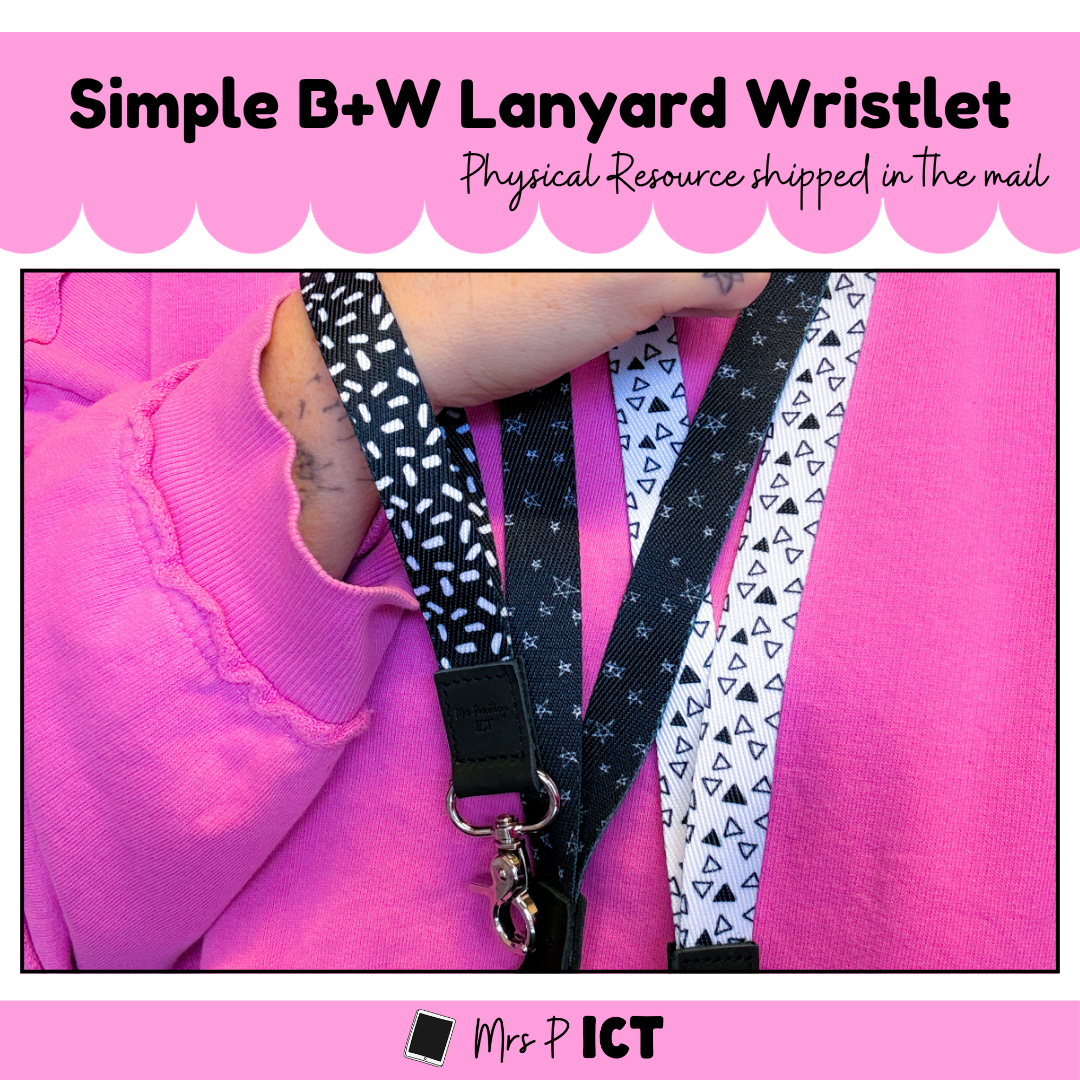 Simple B+W Lanyard Wristlet
