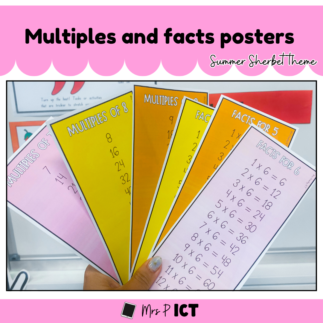 Multiples and facts posters (Summer sherbet)