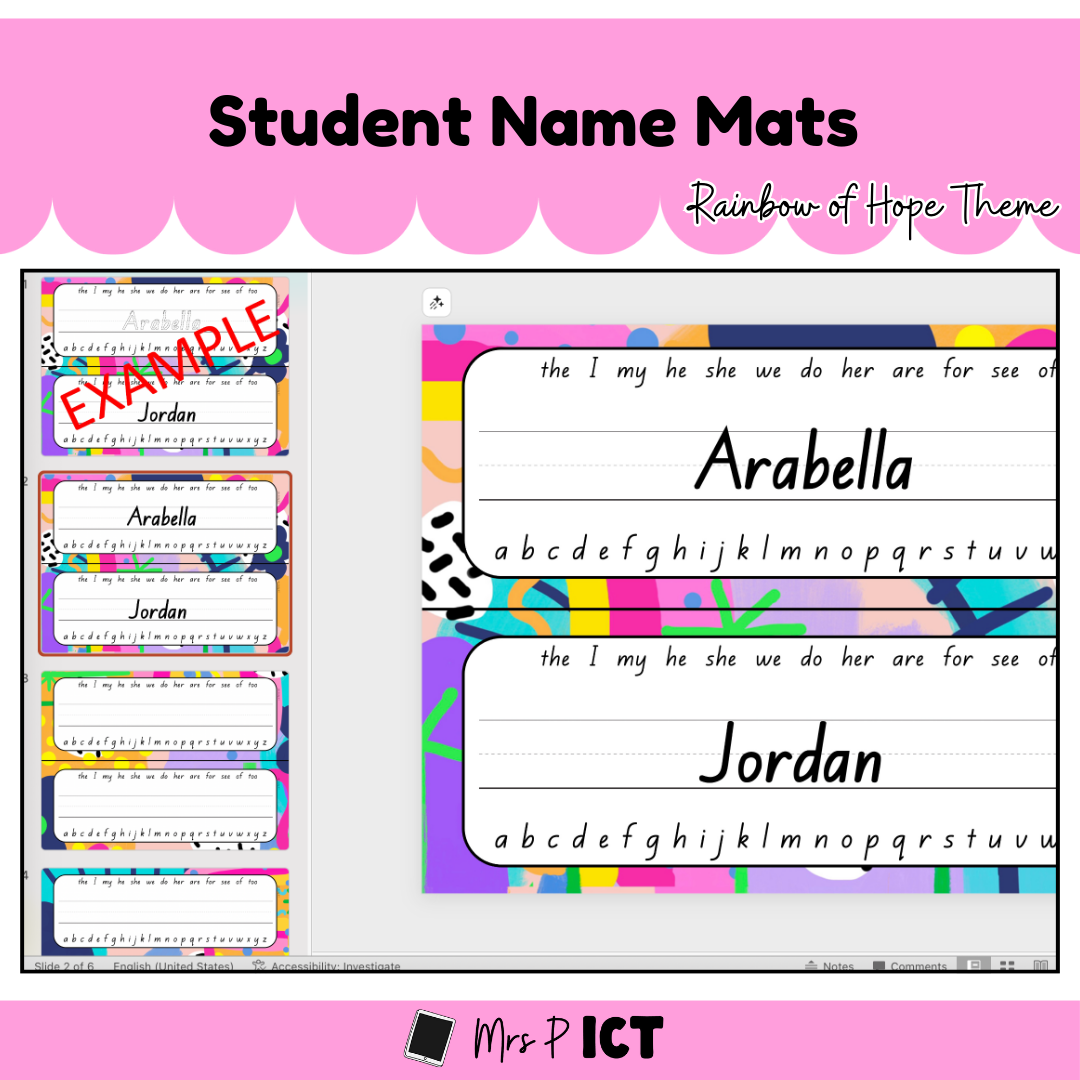 Student Name Mats (Rainbow of Hope Theme)