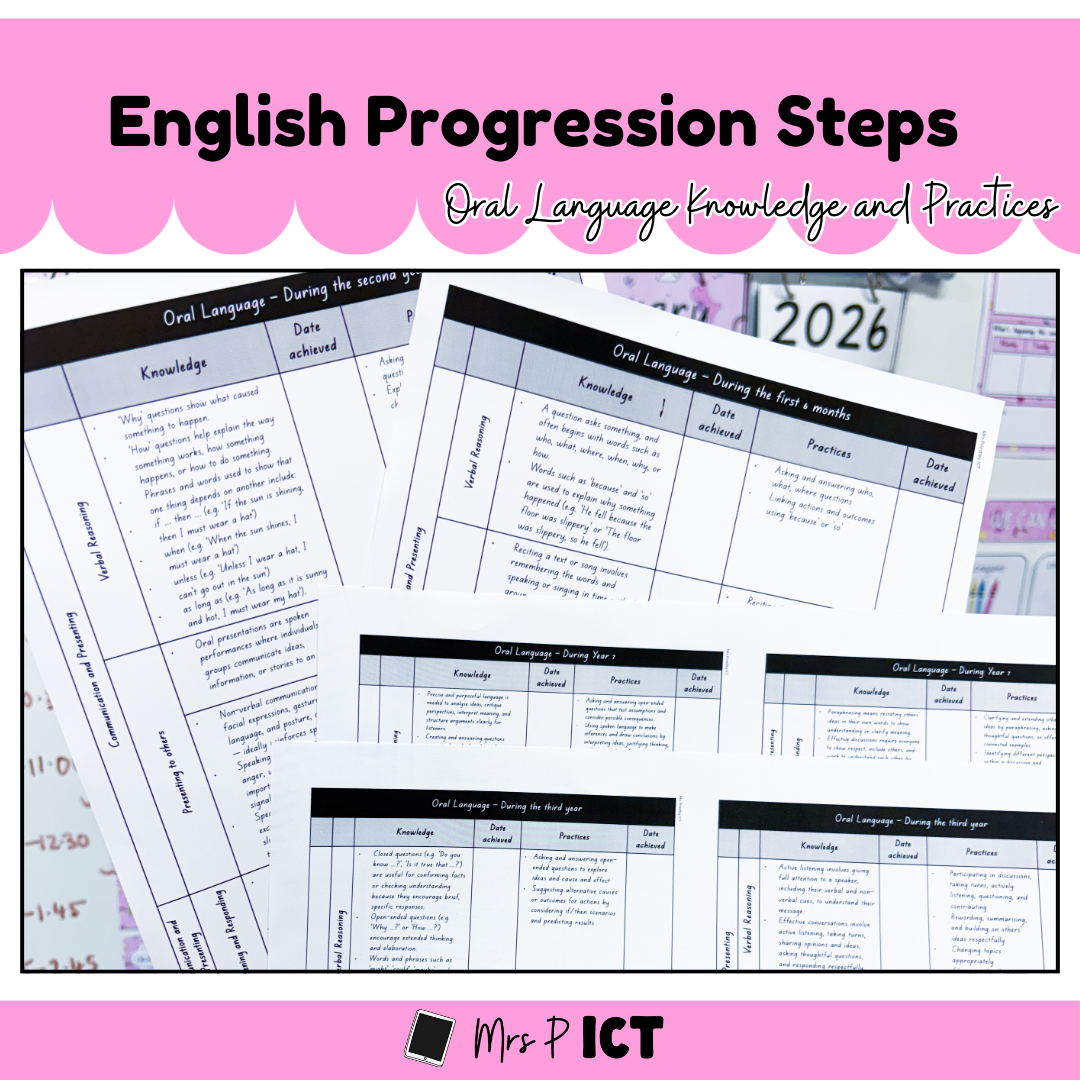English Progression Steps (Oral Language)