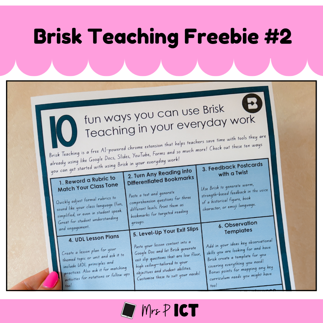 Brisk Teaching Freebie #2
