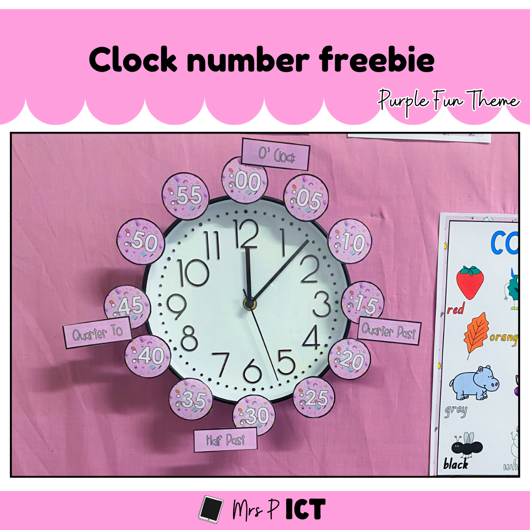 Clock number freebie (Purple Fun)