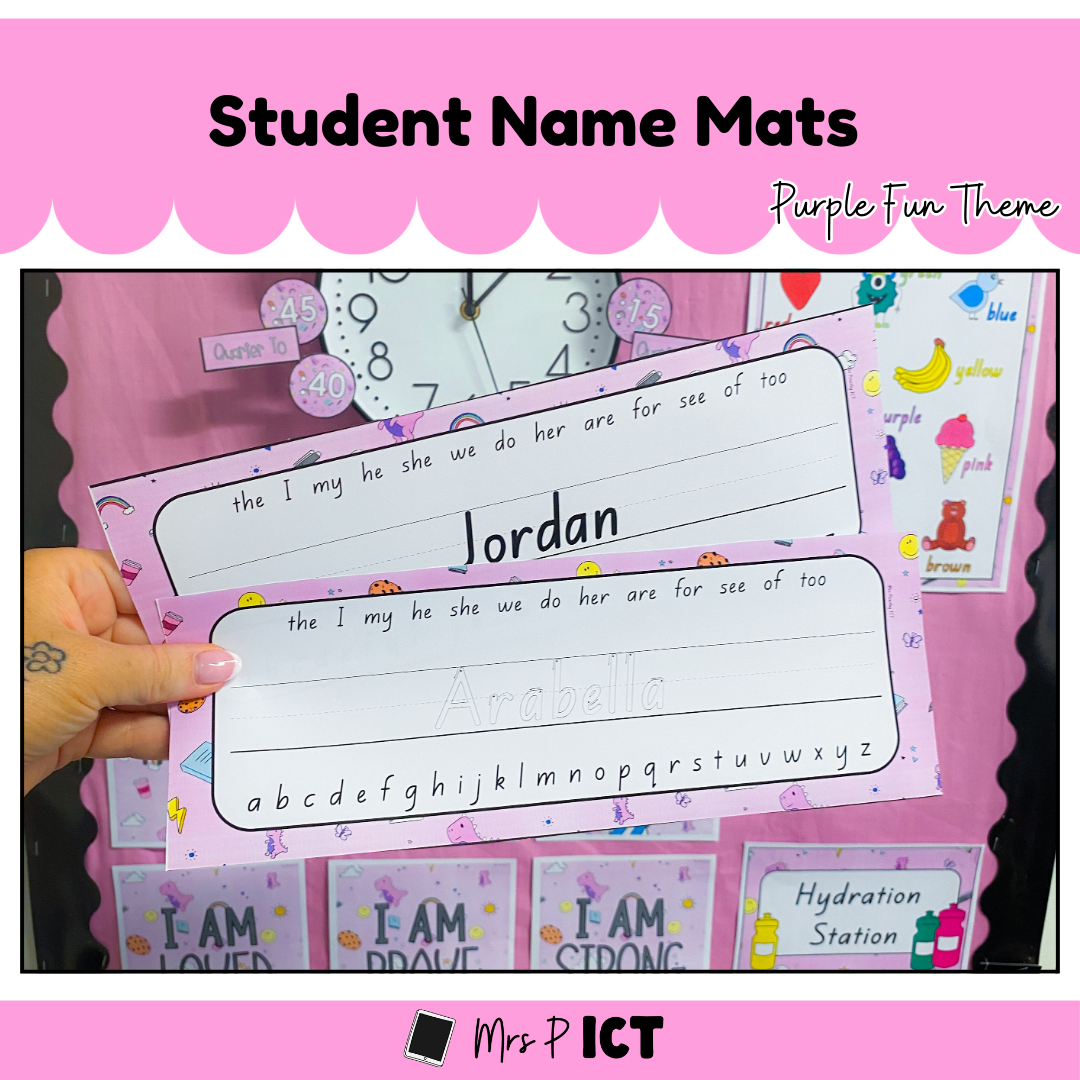 Student Name Mats (Purple Fun)