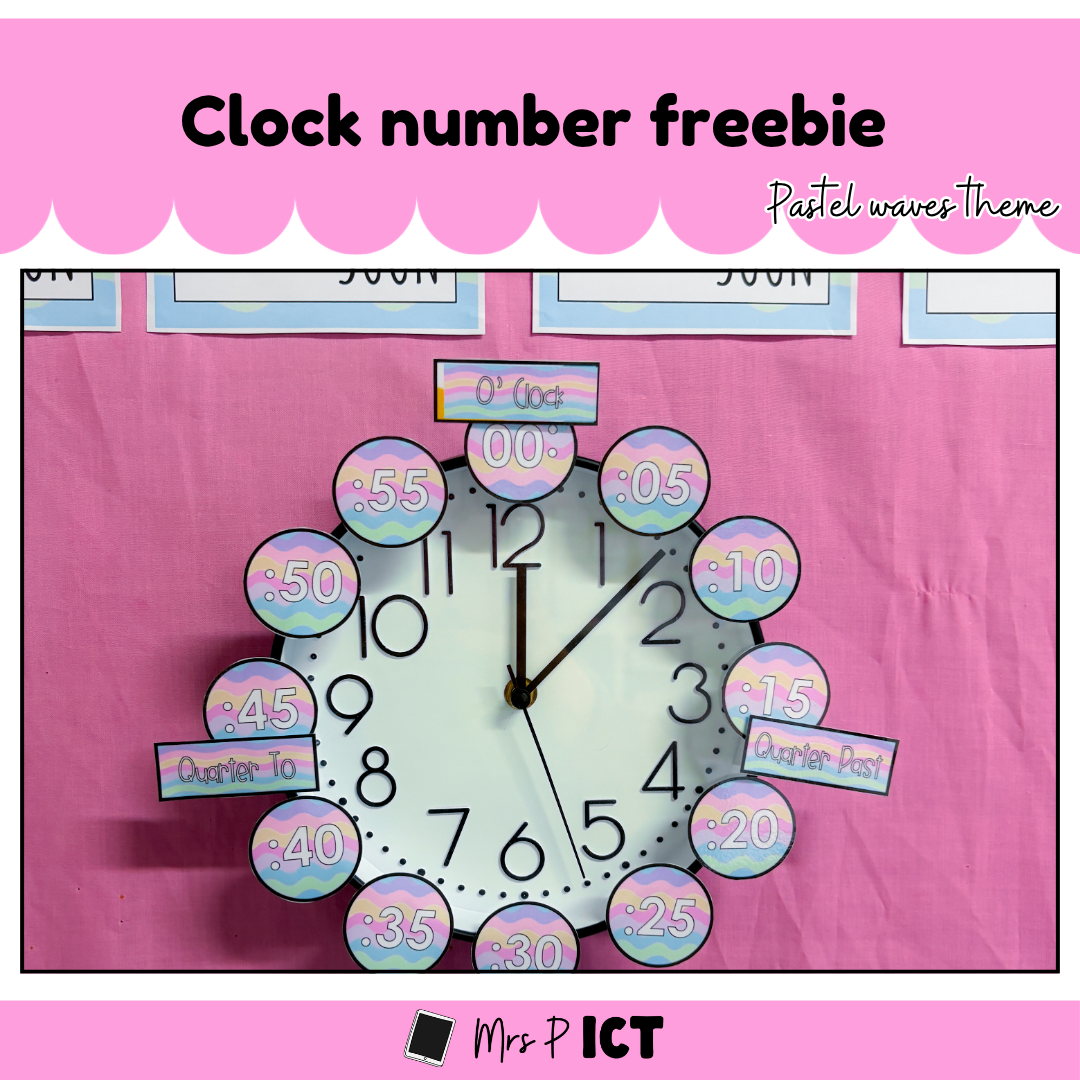 Clock number freebie (Pastel waves)