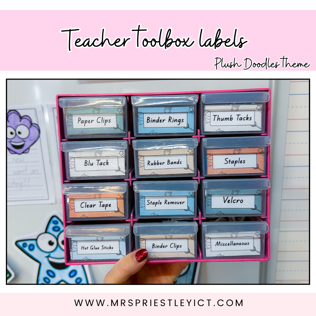 Teacher Toolbox Labels- plush doodles theme (freebie)