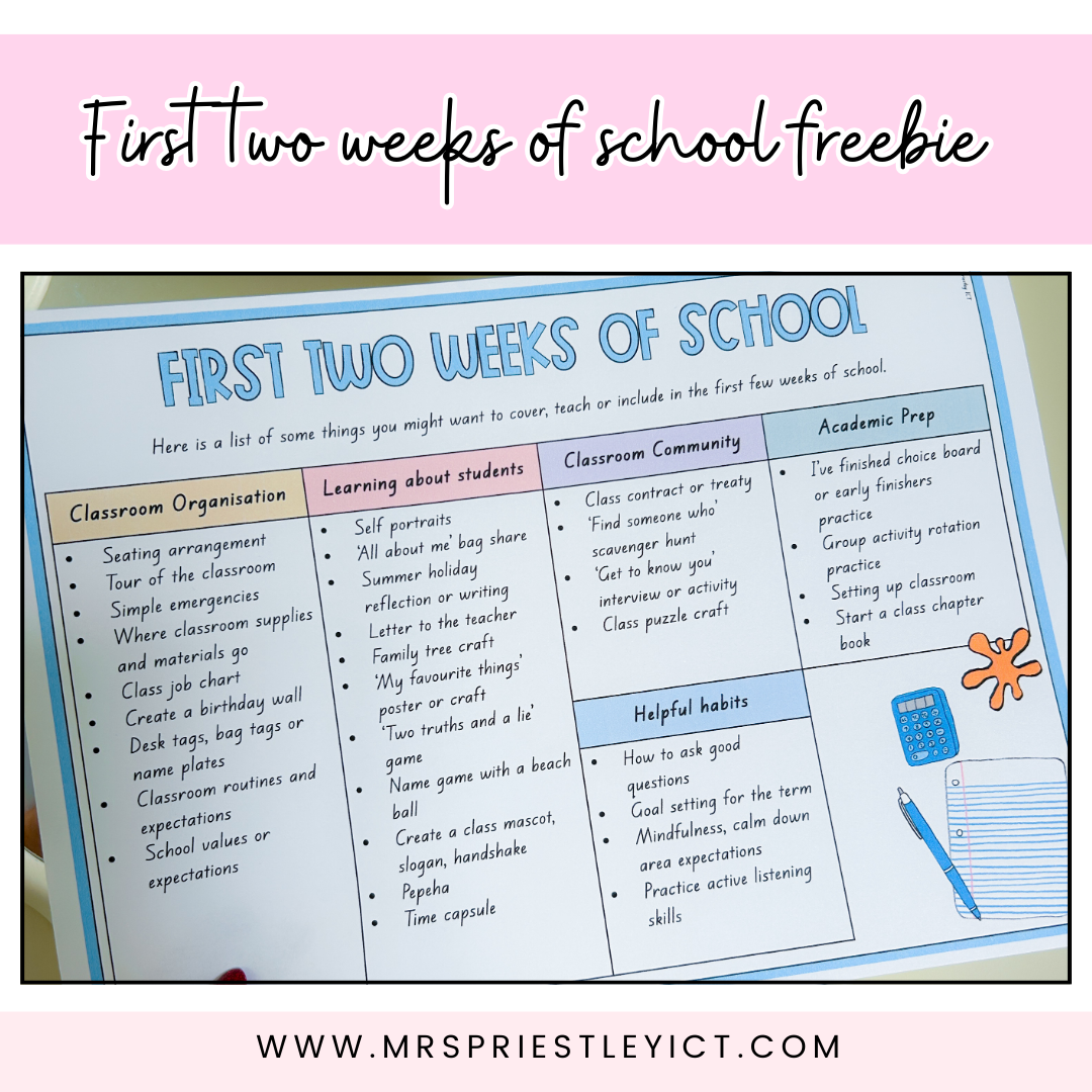 First two weeks of school freebie