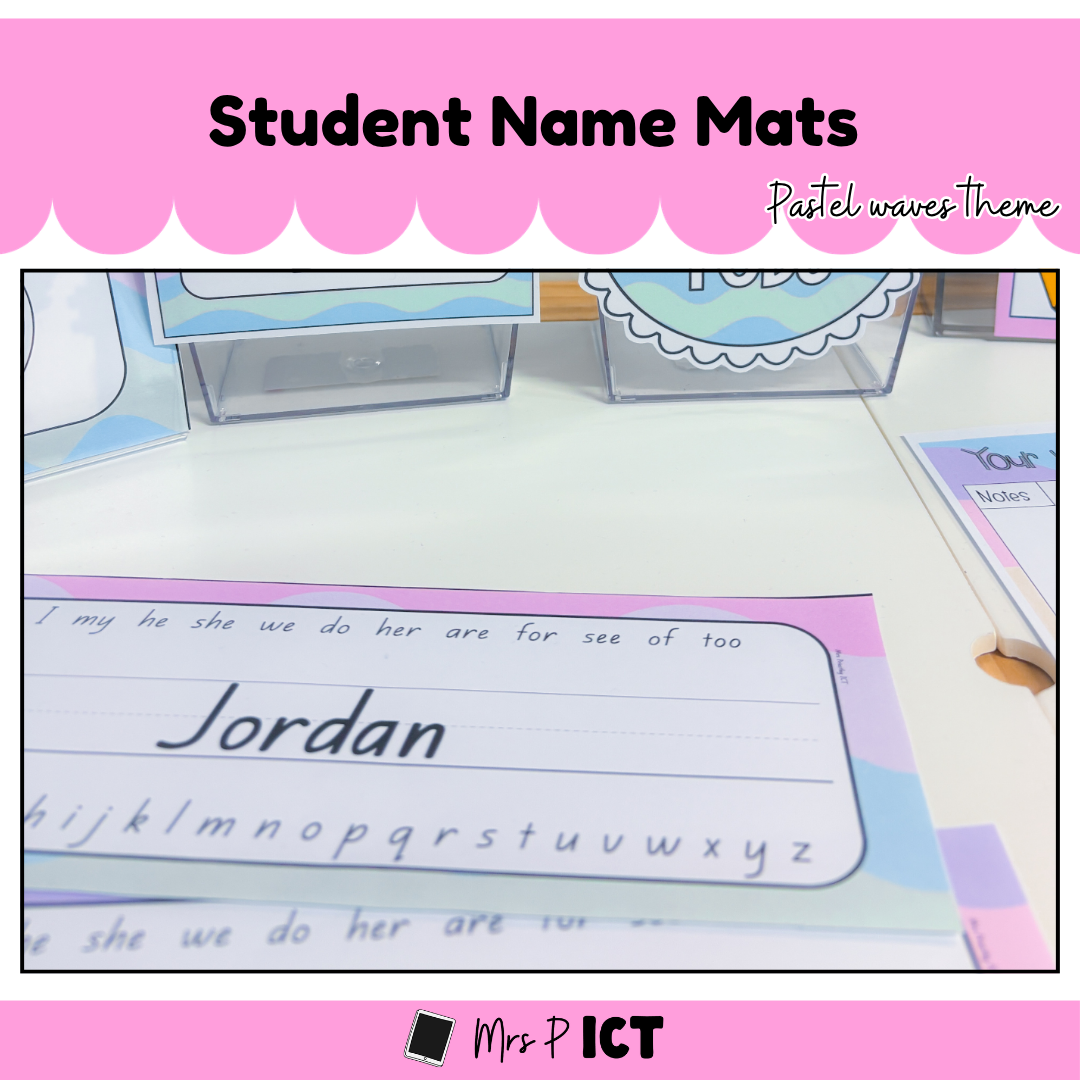 Student Name Mats (pastel waves)