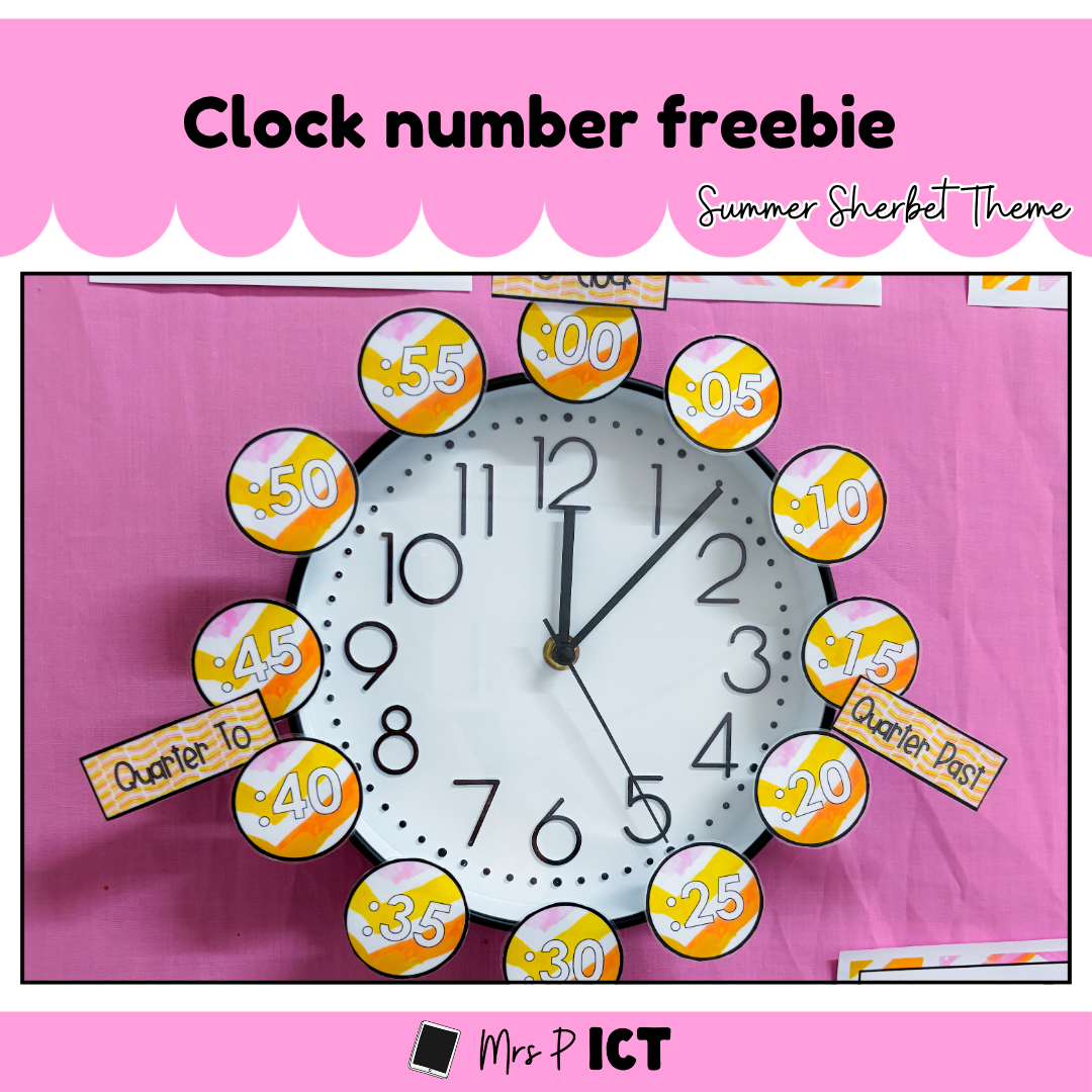 Clock number freebie (Summer Sherbet theme)