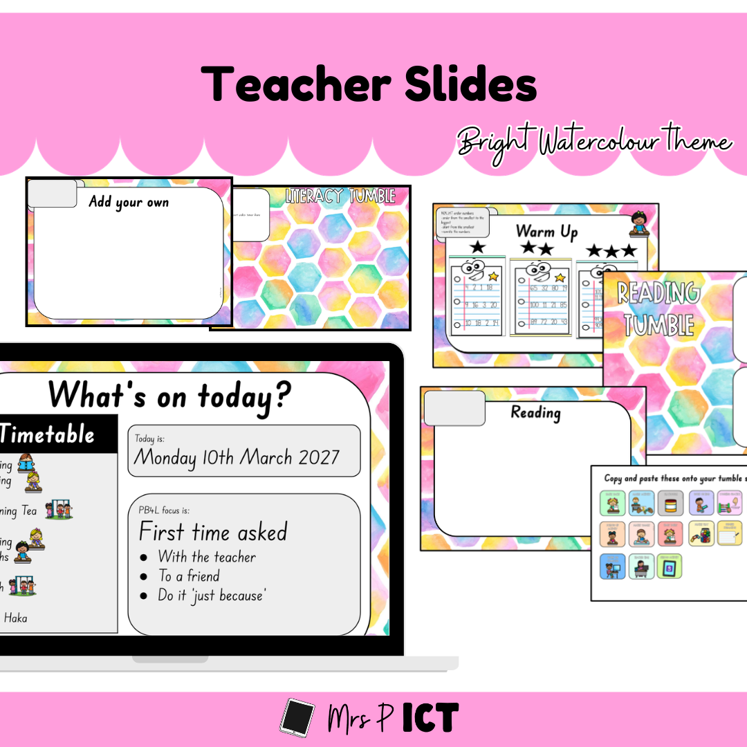 Teacher Slides FULL - bright watercolour theme
