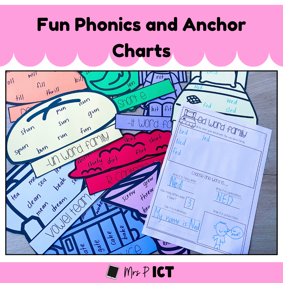 Fun phonics anchor charts and worksheets