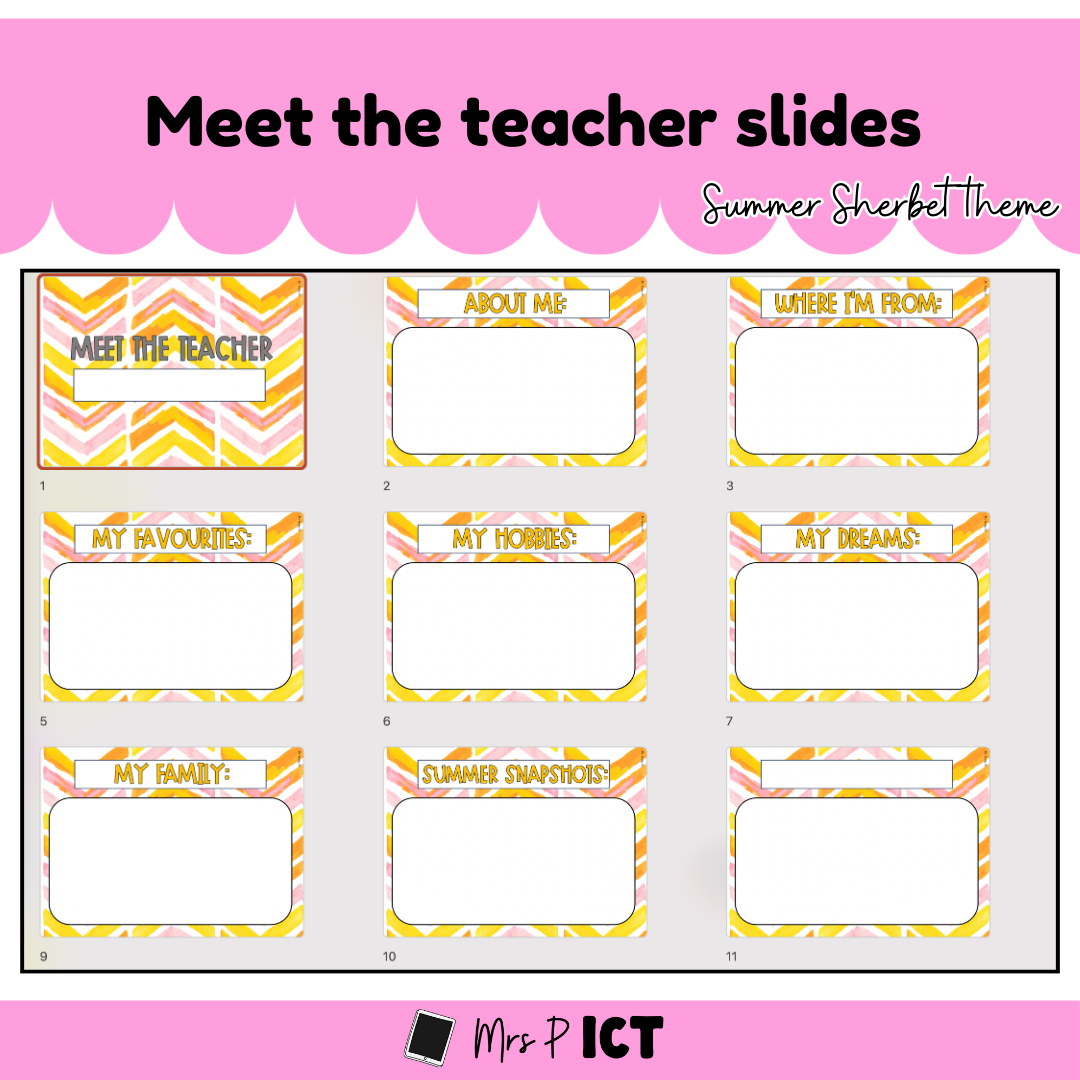 Meet the teacher slides template - Summer sherbet theme