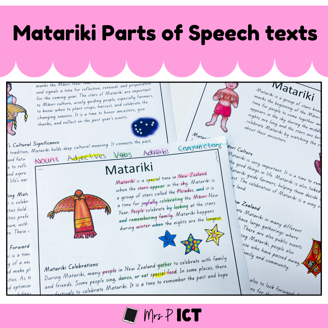 Matariki Parts of Speech texts