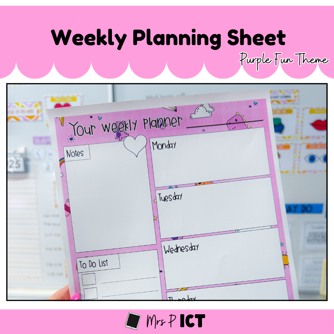 Weekly Planner Sheets (freebie - purple fun theme)