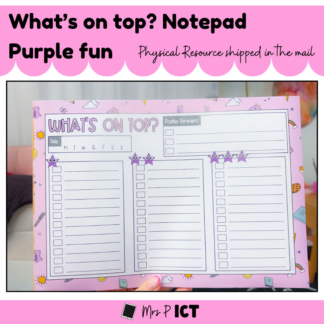 What's on top? Notepad (Purple Fun)