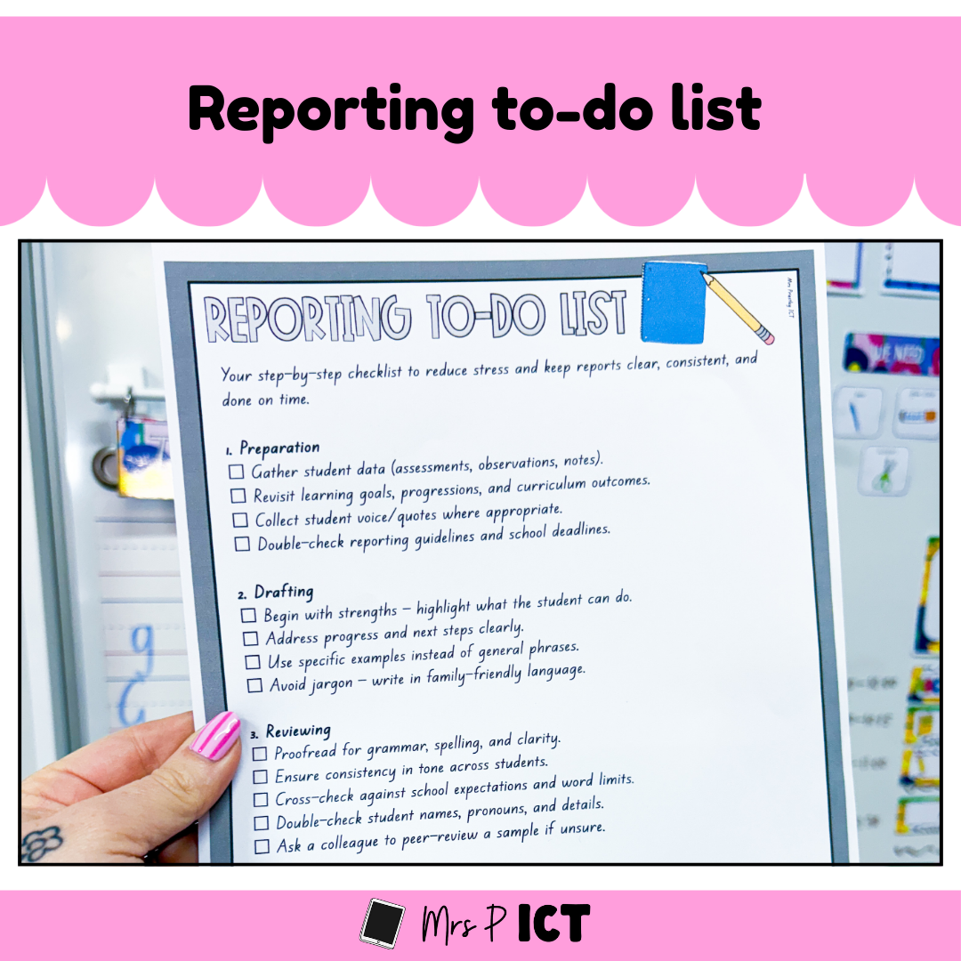 Reporting to-do list