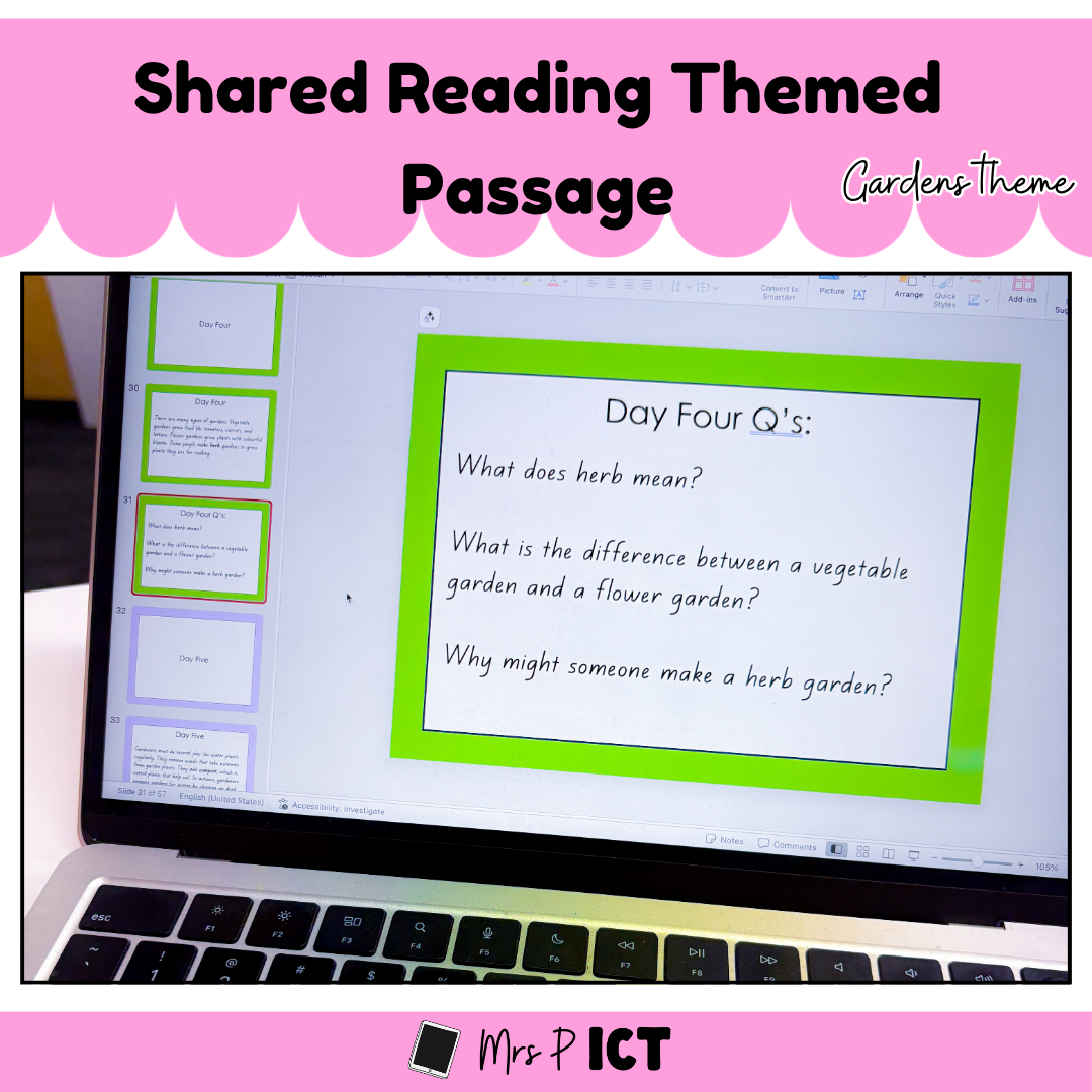 Shared Reading Themed Passage - Garden