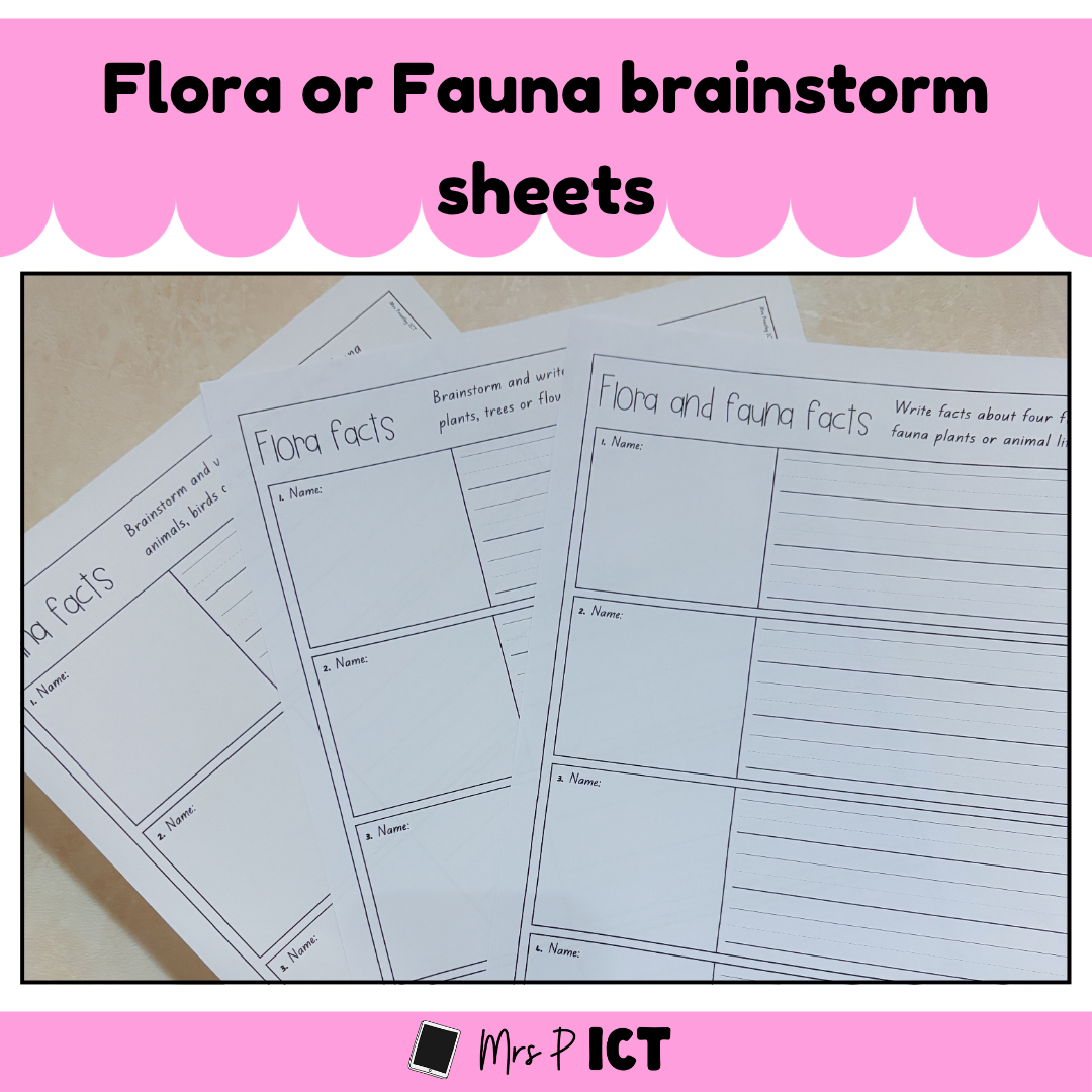 Flora or fauna brainstorm sheets