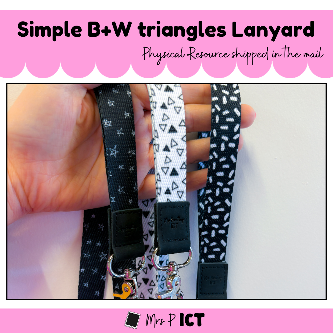 Simple B+W triangles Lanyard