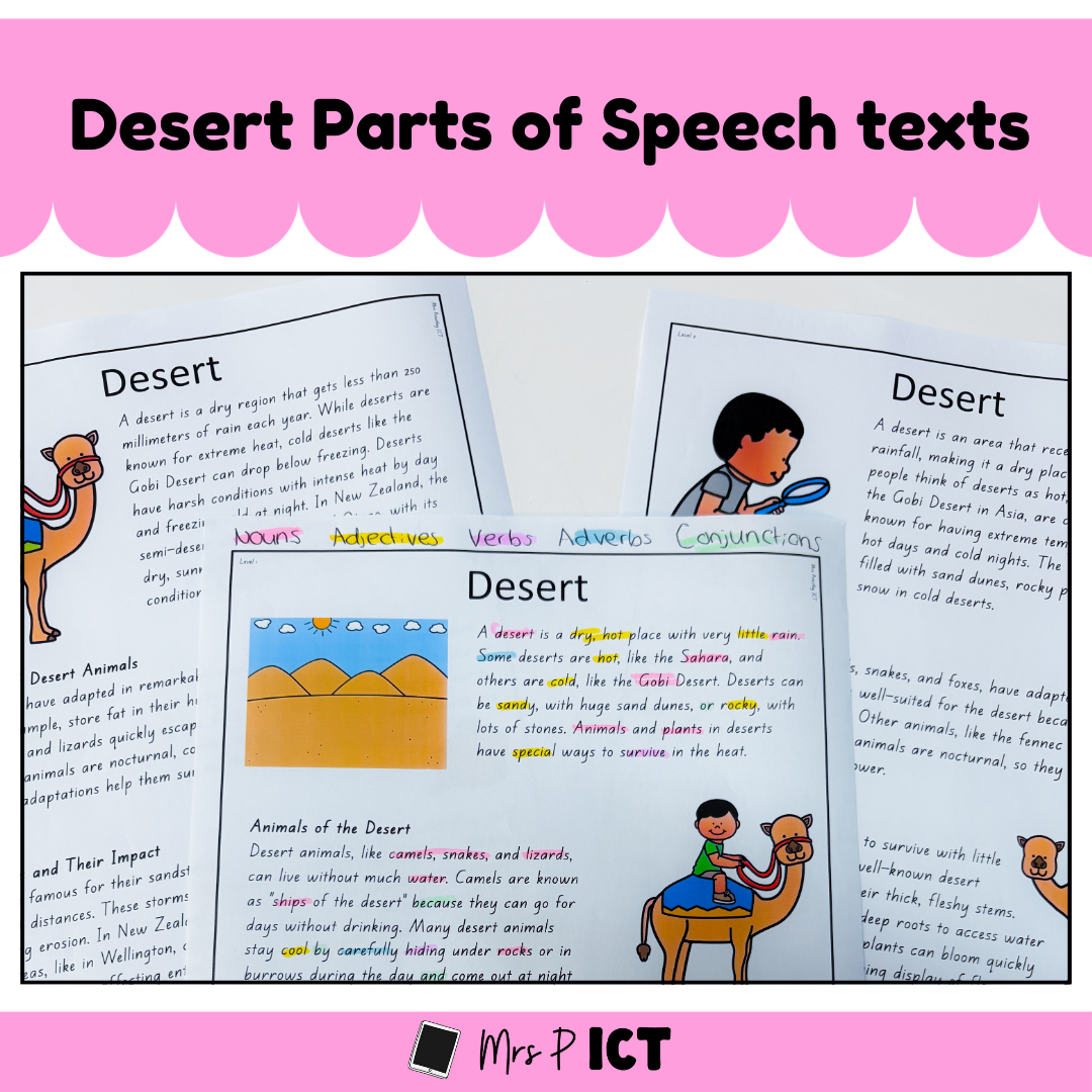 The Desert Parts of Speech texts