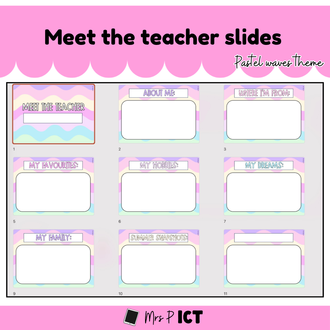 Meet the teacher slides template - Pastel waves