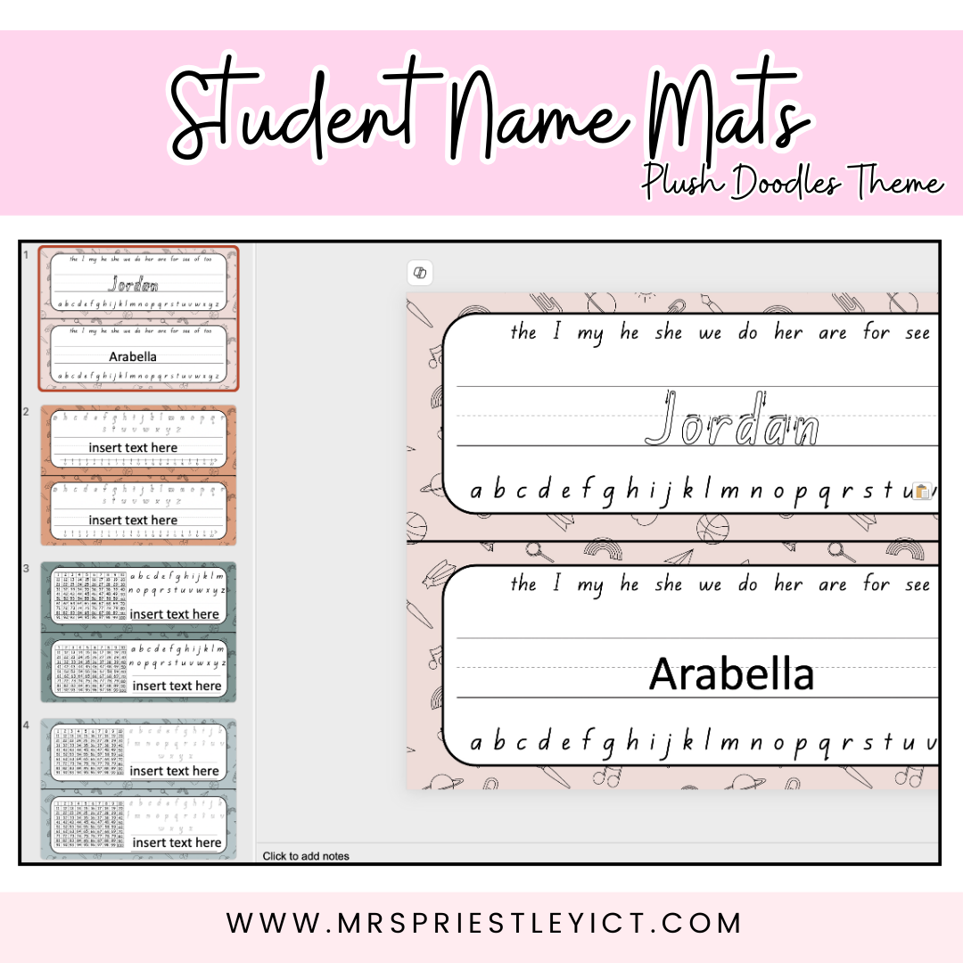 Student name mats (bright watercolour) pdf and powerpoint