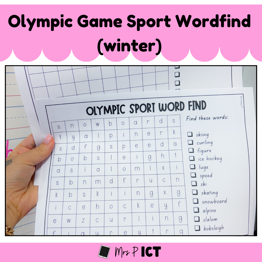 Olympic Game Sport Wordfind (winter)