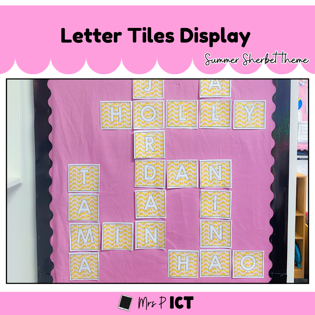 Letter tiles display (summer sherbet)