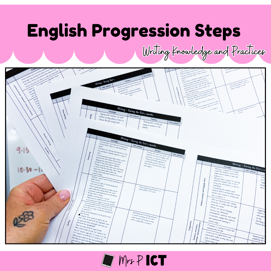 English Progression Steps (Writing)