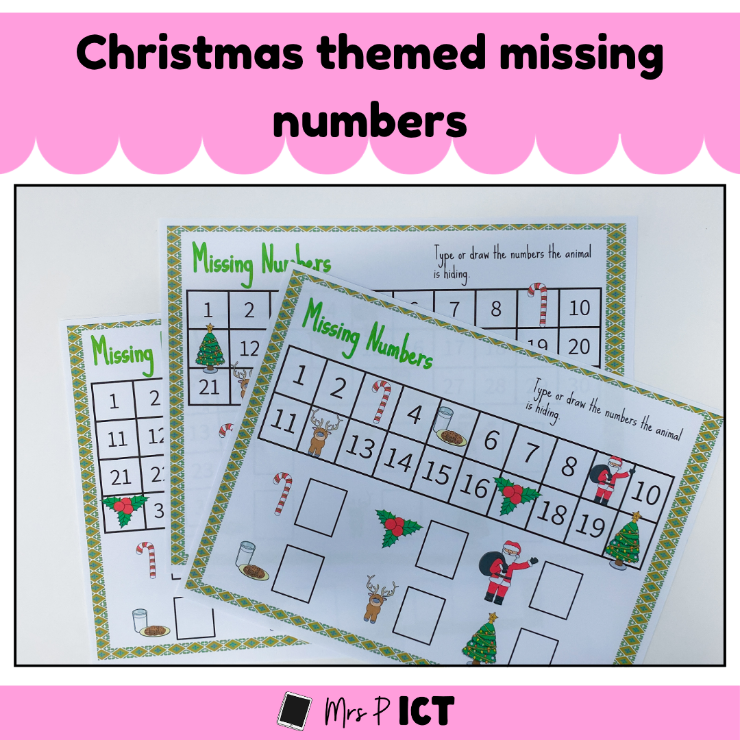 Christmas themed missing numbers