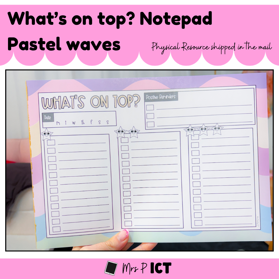 What's on top? Notepad (Pastel waves)