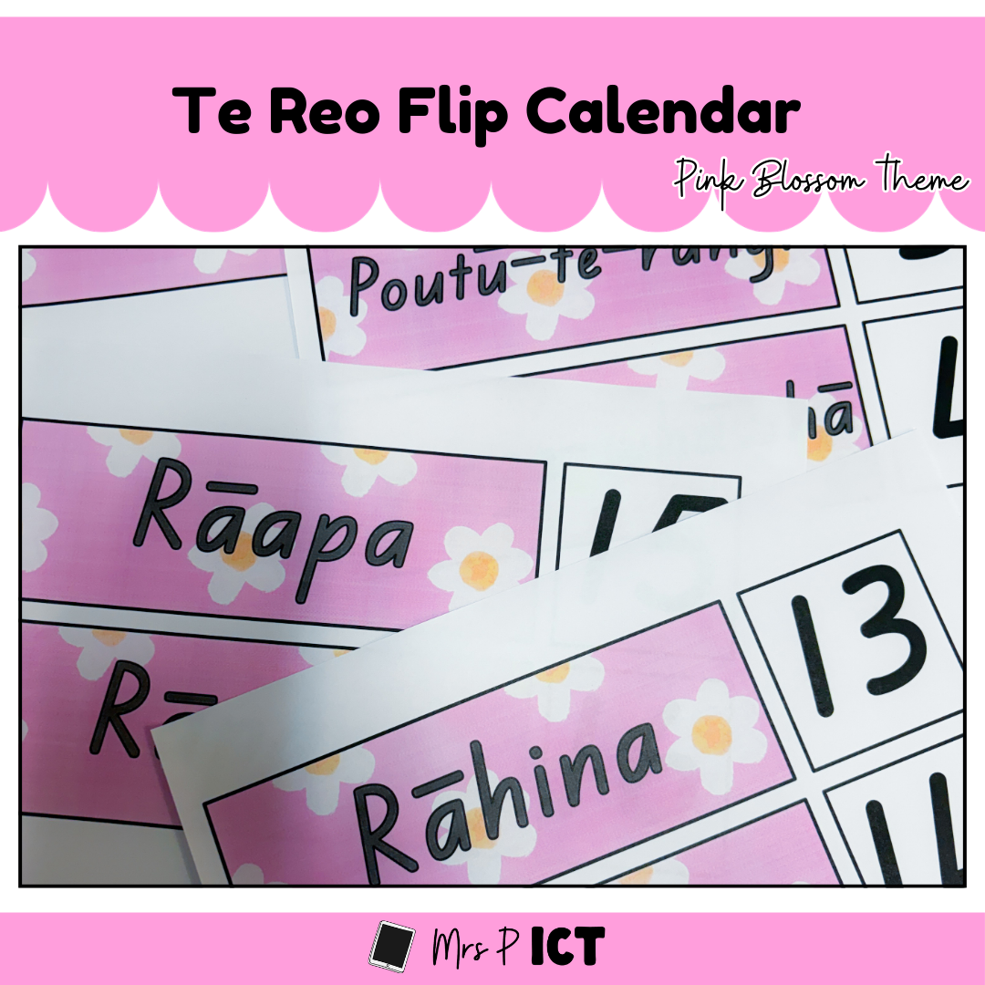 Te Reo Flip Calendar - Pink Blossom theme