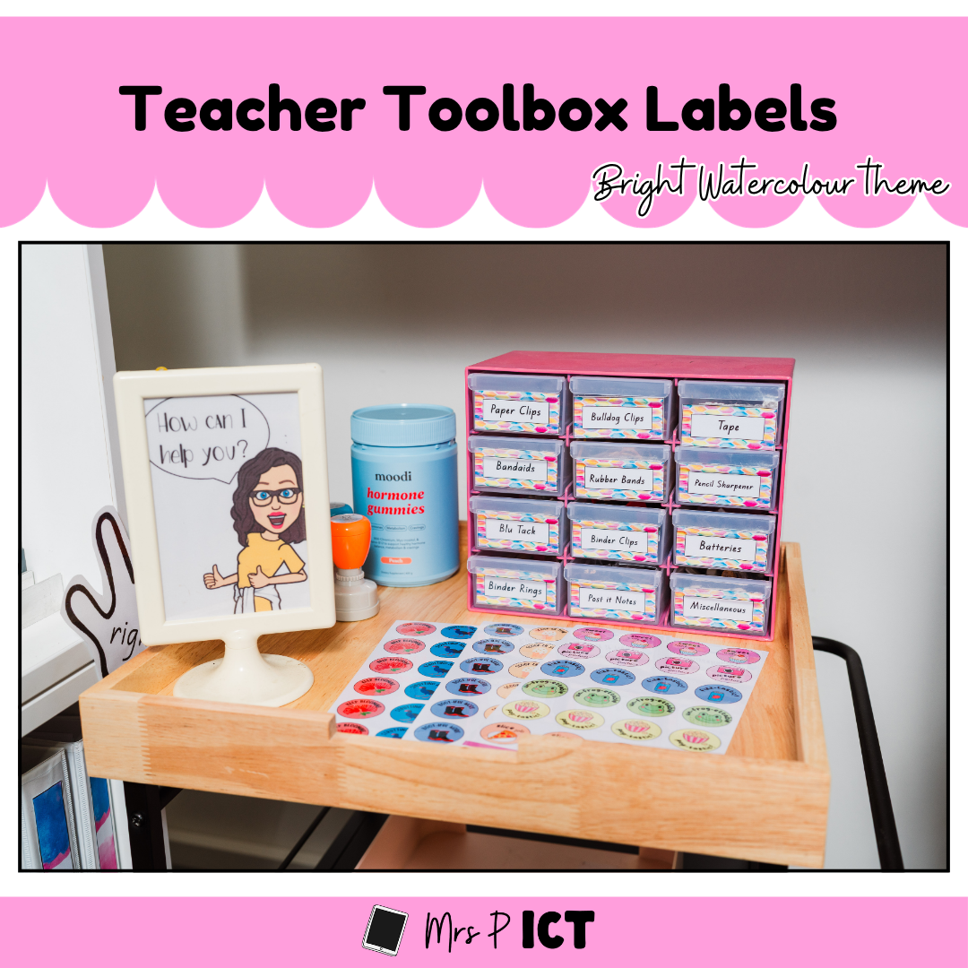 Teacher Toolbox Labels (bright watercolour)