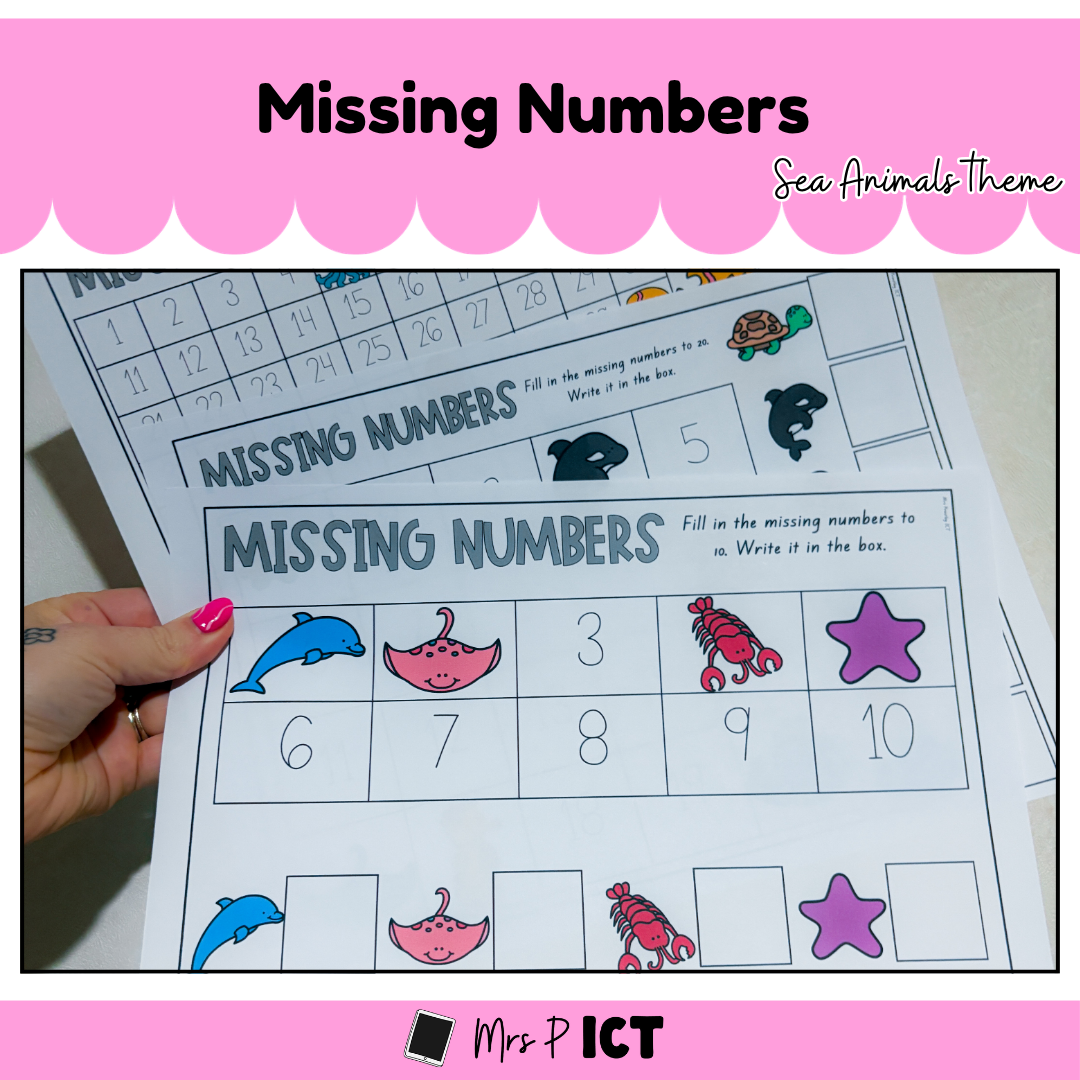 Missing Numbers - Sea Animal theme