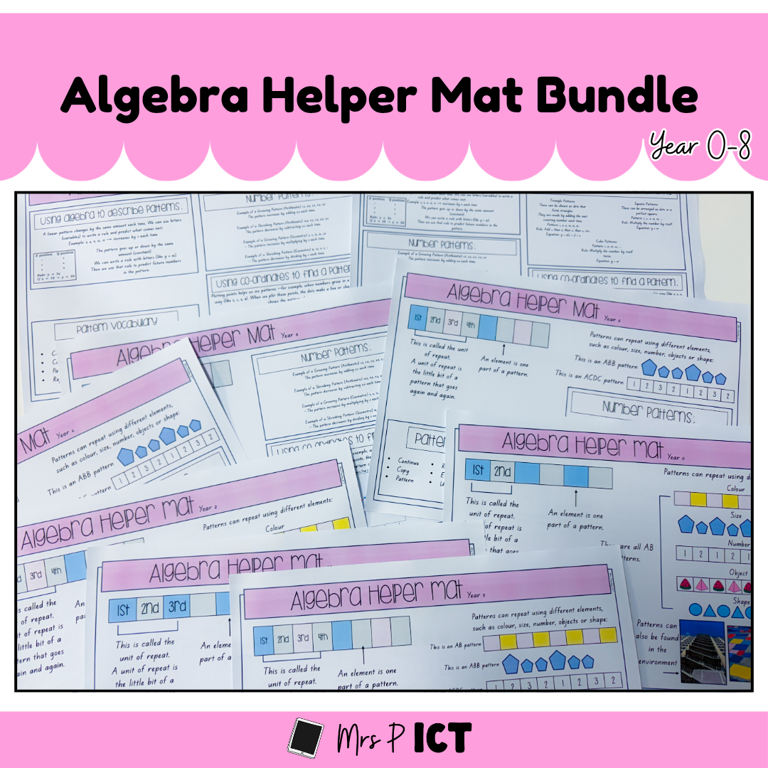 Algebra Helper Mat (Year 0-8 bundle) – Mrs Priestley ICT
