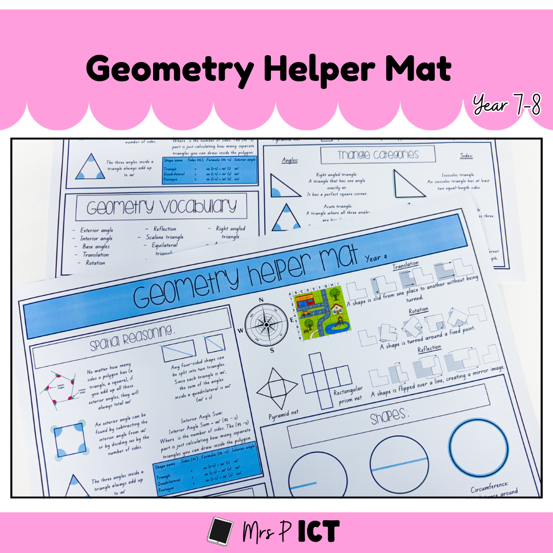 Geometry Mat Geometry Helper Mat (Year 7-8) – Mrs Priestley ICT