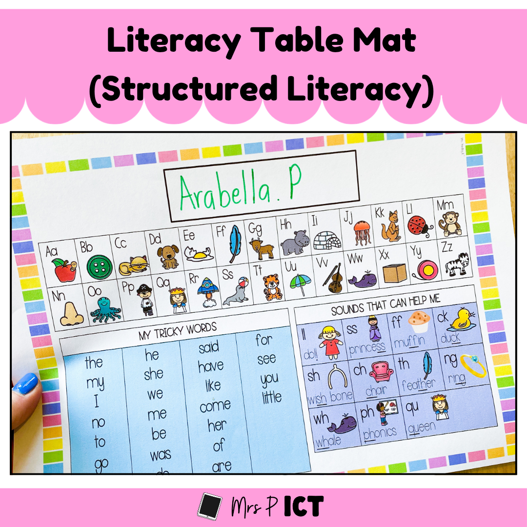 Literacy Table Mat (structured literacy)