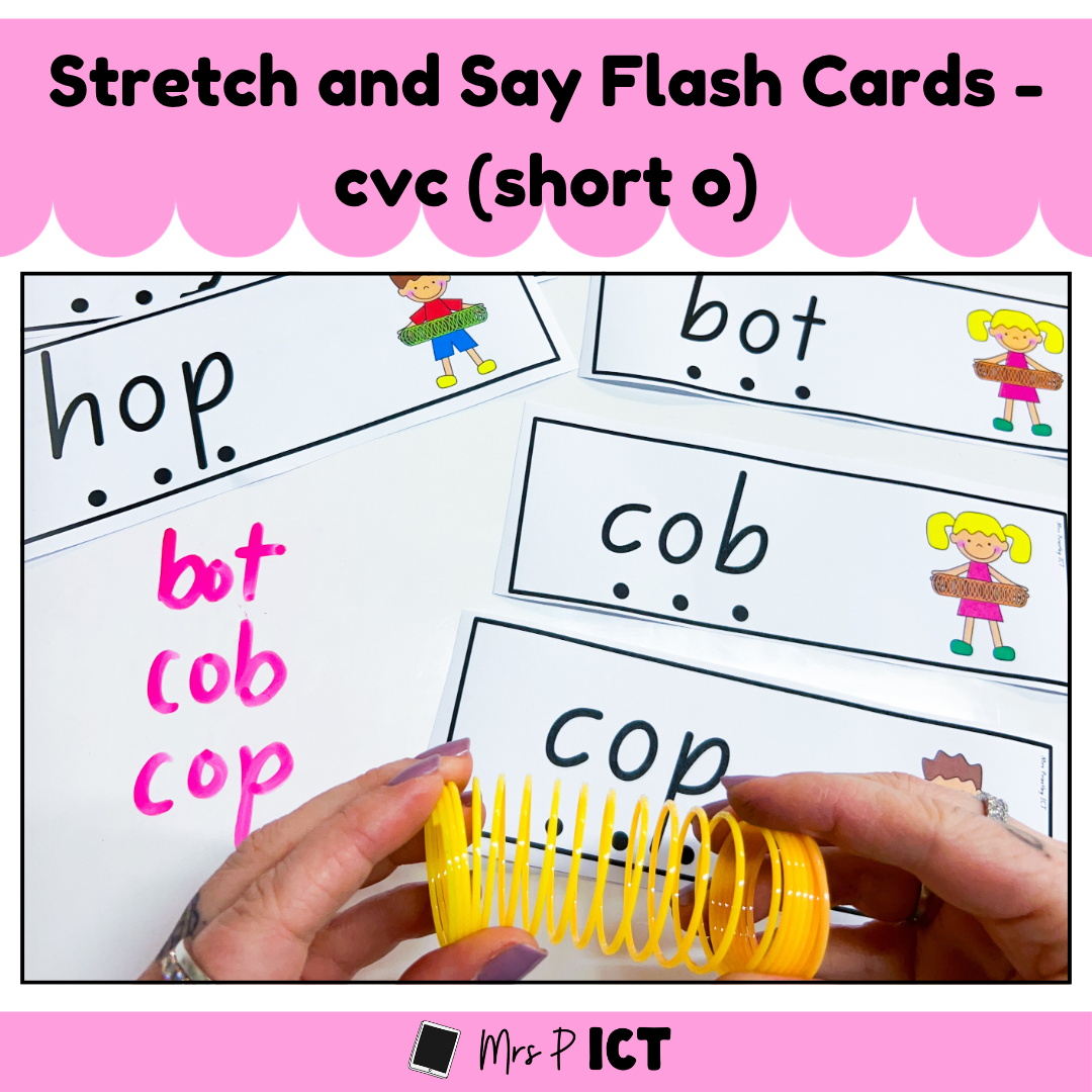 Stretch and say flash cards - cvc (short o)