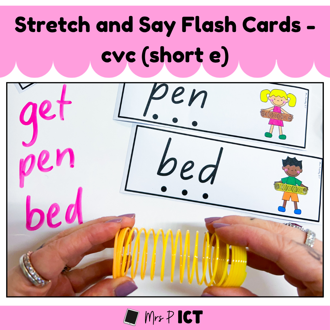 Stretch and say flash cards - cvc (short e)