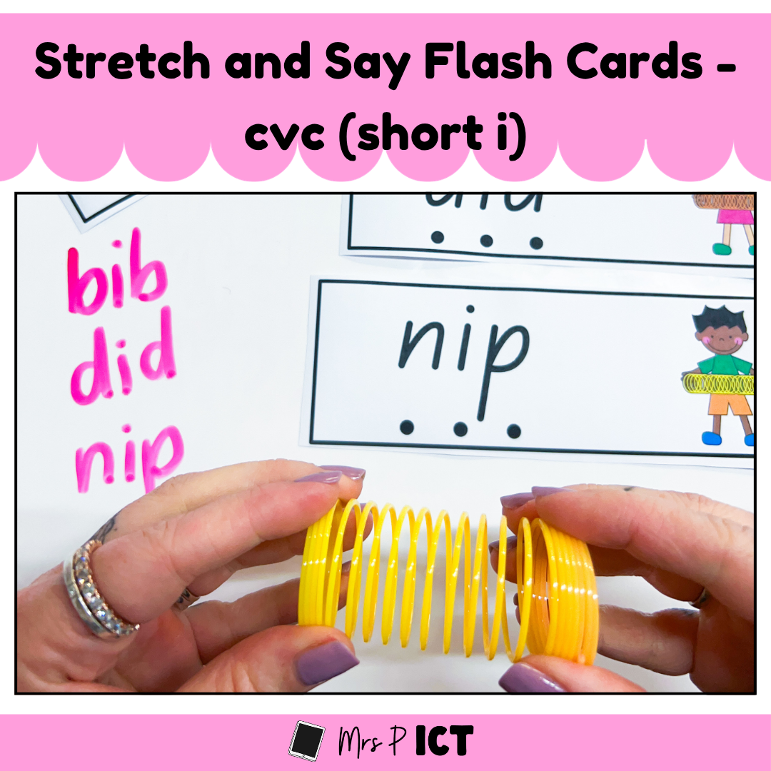 Stretch and say flash cards - cvc (short i)