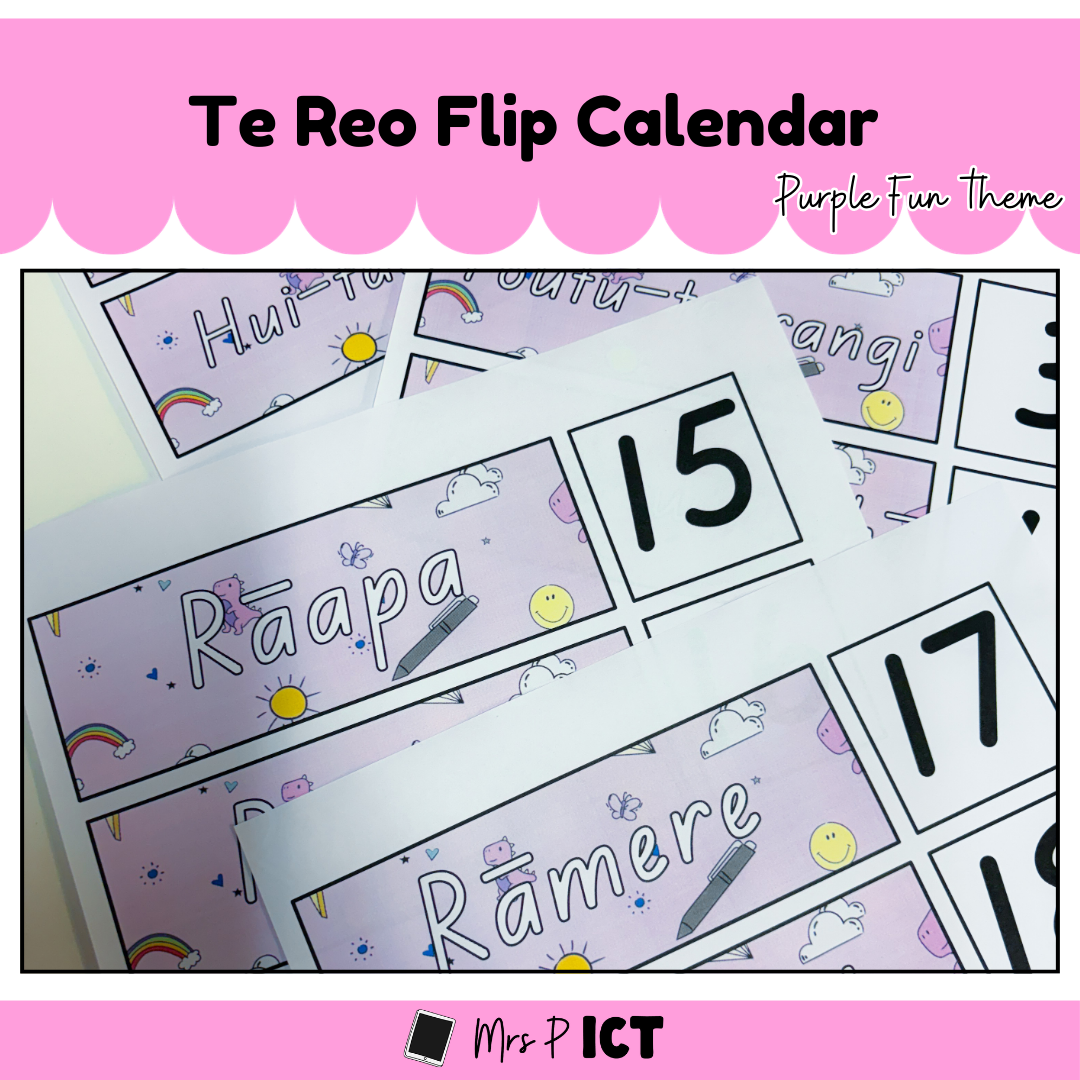 Te Reo Flip Calendar - Purple Fun theme