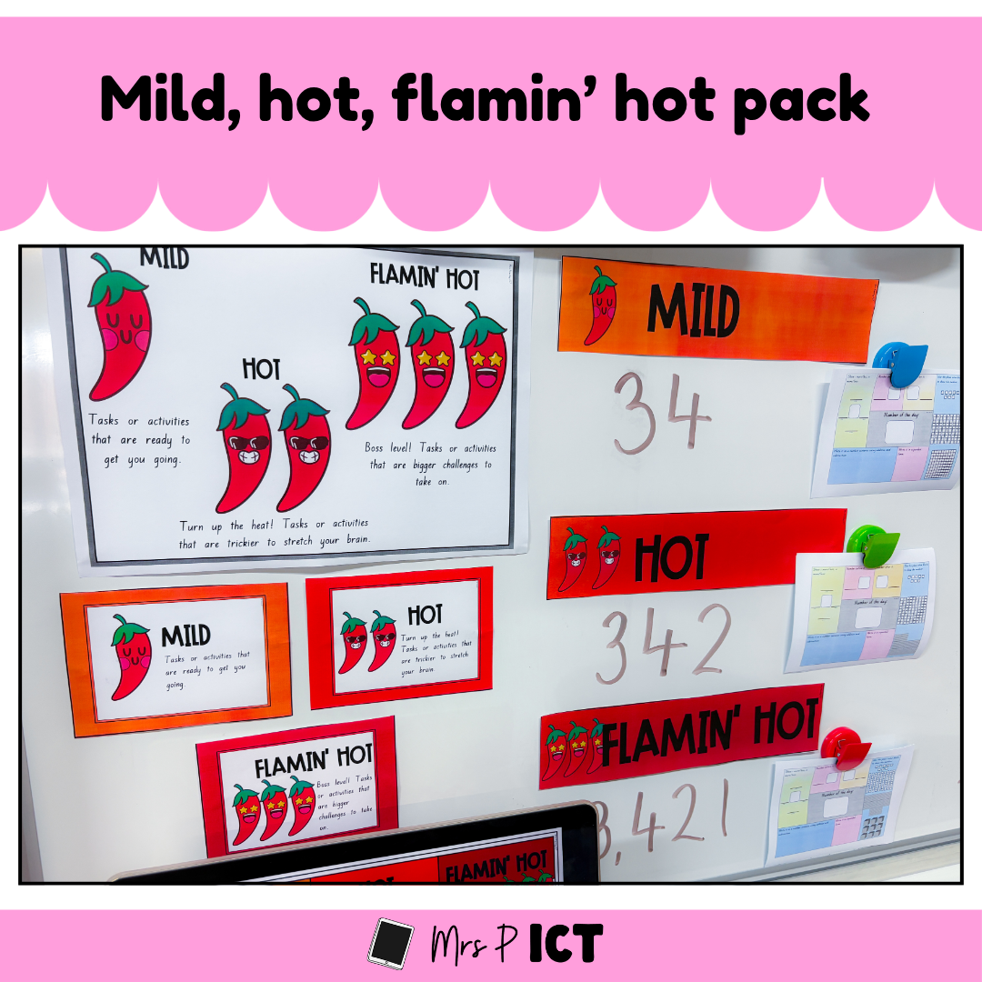 Mild, hot, flamin' hot Pack